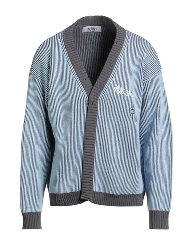 Adish Man Cardigan Light Blue Size L Cotton, Acrylic In Blue