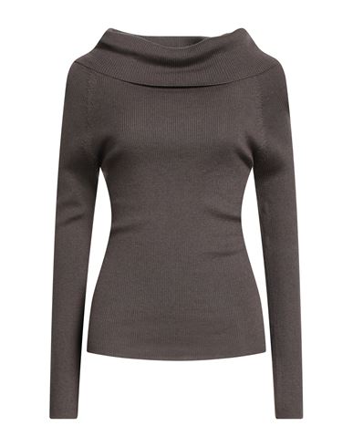 Wild Cashmere Woman Turtleneck Khaki Size 8 Silk, Cashmere In Gray