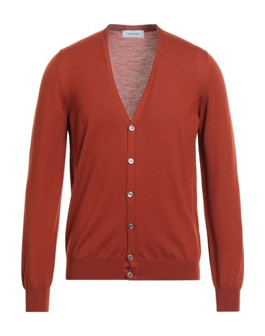 Gran Sasso Man Cardigan Rust Size 46 Virgin Wool In Red
