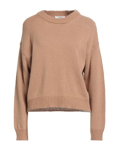 Alpha Studio Woman Sweater Camel Size 10 Merino Wool In Sand