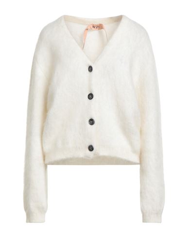 N°21 Woman Cardigan Cream Size 10 Mohair Wool, Polyamide, Wool In White