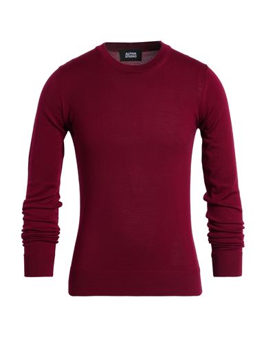 Alpha Studio Man Sweater Burgundy Size 36 Merino Wool In Red