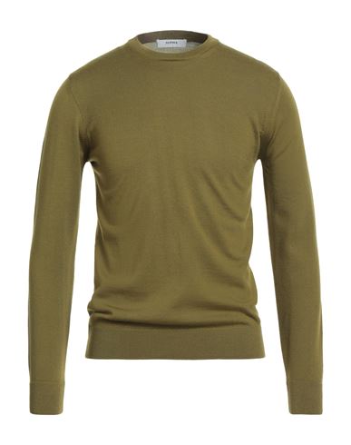 Alpha Studio Man Sweater Military Green Size 44 Merino Wool In Green