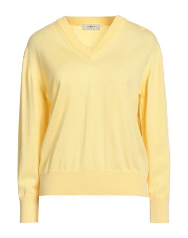 Alpha Studio Woman Sweater Pastel Yellow Size 10 Merino Wool In Yellow
