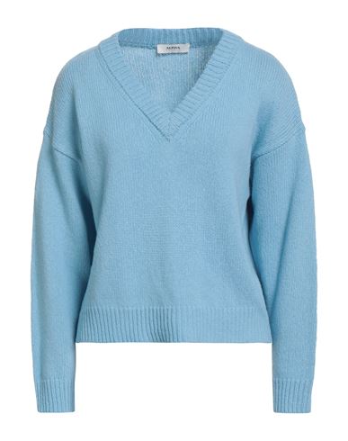 Alpha Studio Woman Sweater Sky Blue Size 10 Merino Wool
