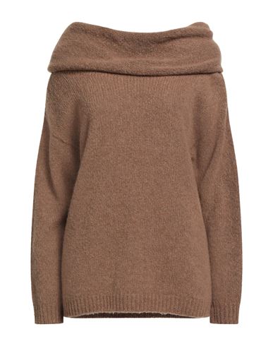 Fisico Cristina Ferrari Fisico Woman Turtleneck Camel Size L Virgin Wool, Polyamide In Sand