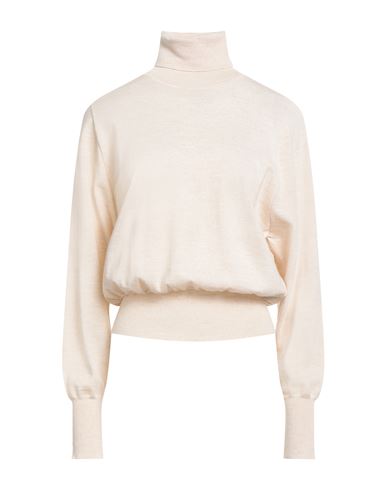 Fisico Cristina Ferrari Fisico Woman Turtleneck Beige Size L Virgin Wool In Sand