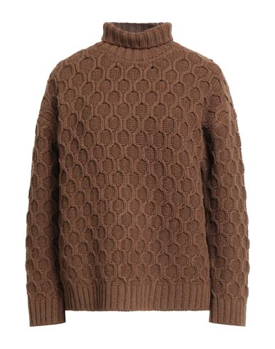 Gentryportofino Woman Turtleneck Brown Size 8 Virgin Wool, Cashmere In Brown