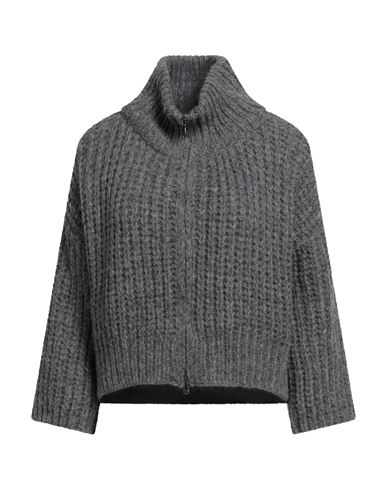 Aragona Woman Cardigan Gunmetal Size 6 Baby Alpaca Wool, Merino Wool, Polyamide In Gray
