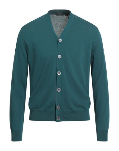 Zanone Man Cardigan Deep Teal Size 42 Cotton In Green