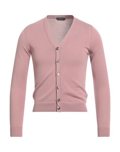 Zanone Man Cardigan Antique Rose Size 34 Cotton In Pink