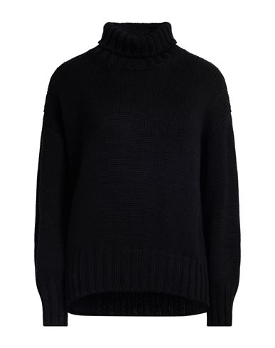 Aragona Woman Turtleneck Black Size 8 Merino Wool In Black