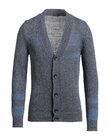 Zanone By Slowear Man Cardigan Slate Blue Size 40 Silk, Linen, Cotton In Blue