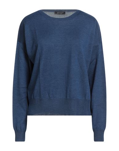 Aragona Woman Sweater Navy Size 8 Merino Wool In Blue