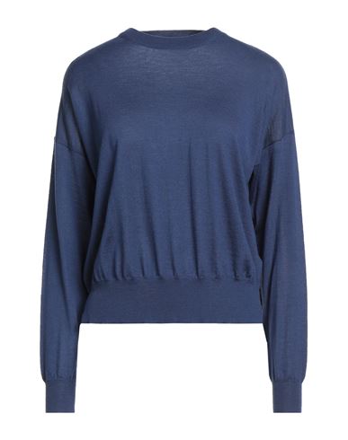 Aragona Woman Sweater Navy Size 10 Merino Wool In Blue