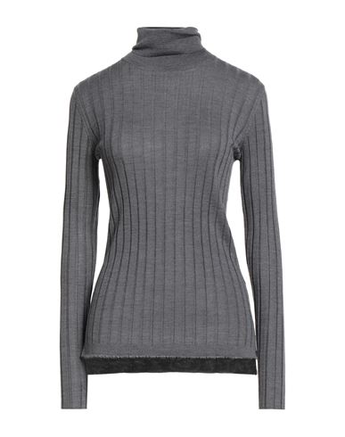 Aragona Woman Turtleneck Grey Size 12 Merino Wool In Gray