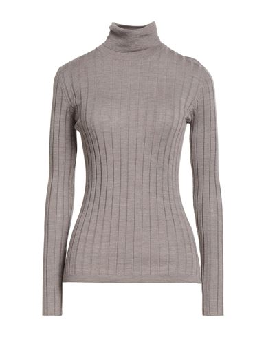 Aragona Woman Turtleneck Taupe Size 12 Merino Wool In Gray