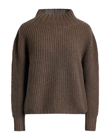 Aragona Woman Turtleneck Khaki Size 8 Cashmere In Brown