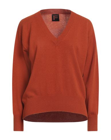 Fisico Cristina Ferrari Fisico Woman Sweater Rust Size L Cashmere In Red