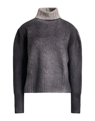 Aragona Woman Turtleneck Charcoal Size 8 Wool, Cashmere In Gray