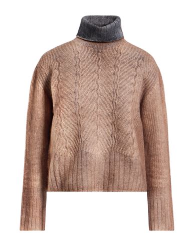 Aragona Woman Turtleneck Light Brown Size 4 Wool, Cashmere In Neutral