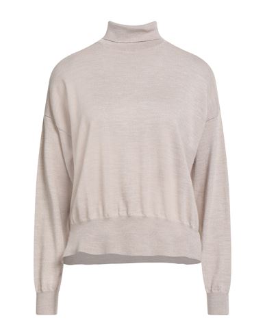 Aragona Woman Turtleneck Beige Size 8 Merino Wool In Sand