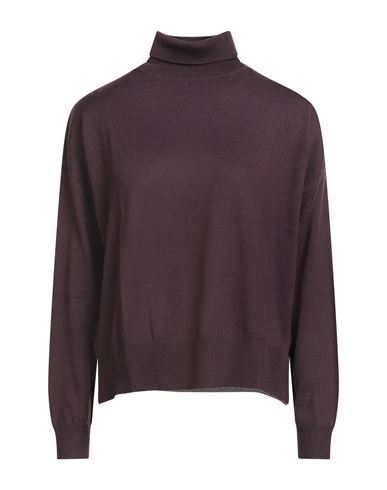 Aragona Woman Turtleneck Plum Size 8 Merino Wool In Purple