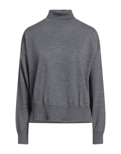 Aragona Woman Turtleneck Grey Size 8 Merino Wool In Gray