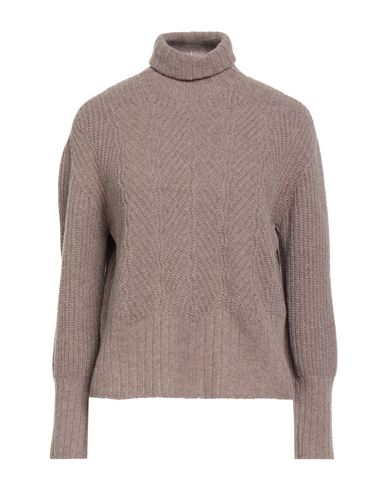 Aragona Woman Turtleneck Taupe Size 8 Wool, Cashmere In Gray