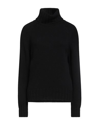 Aragona Woman Turtleneck Black Size 8 Wool In Black