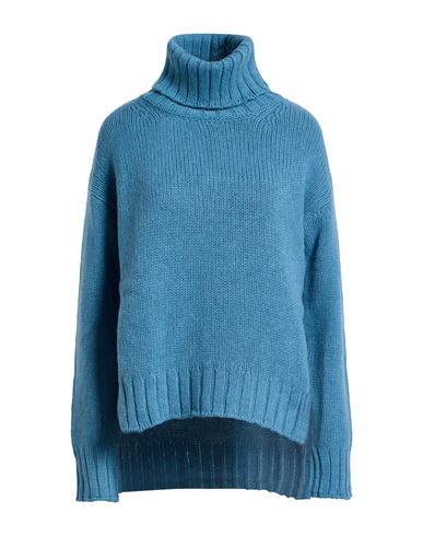 Aragona Woman Turtleneck Light Blue Size 2 Baby Alpaca Wool, Merino Wool In Blue