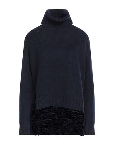 Aragona Woman Turtleneck Midnight Blue Size 8 Baby Alpaca Wool, Merino Wool