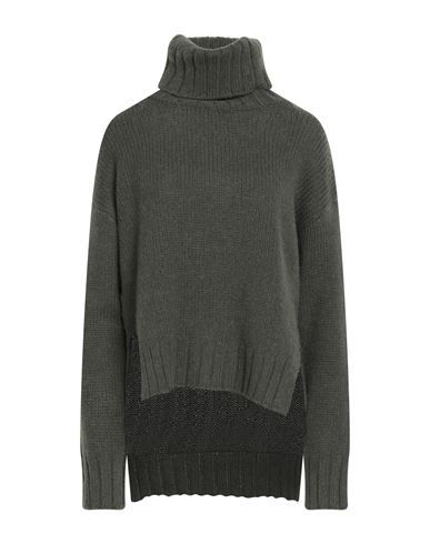Aragona Woman Turtleneck Military Green Size 10 Baby Alpaca Wool, Merino Wool
