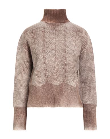 Aragona Woman Turtleneck Chocolate Brown Size 8 Wool, Cashmere In Multi