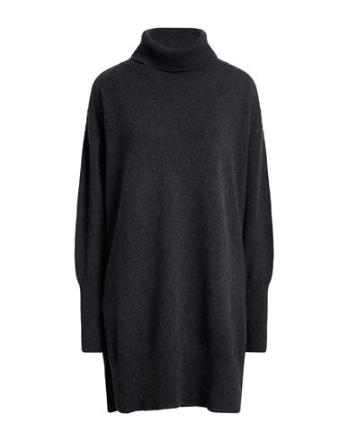 Aragona Woman Turtleneck Charcoal Size 6 Cashmere In Black