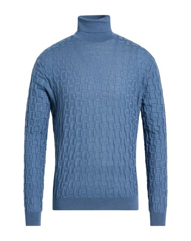 Filippo De Laurentiis Man Turtleneck Slate Blue Size 40 Cashmere, Silk In Blue