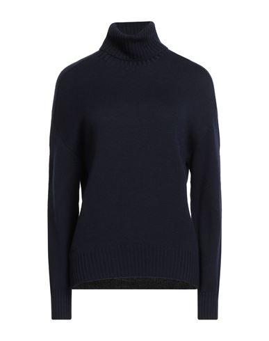 Aragona Woman Turtleneck Navy Size 12 Merino Wool In Blue