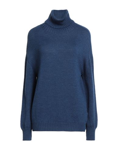 Aragona Woman Turtleneck Blue Size 12 Merino Wool In Blue