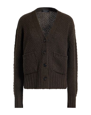 Aragona Woman Cardigan Dark Green Size 6 Baby Alpaca Wool, Merino Wool In Brown