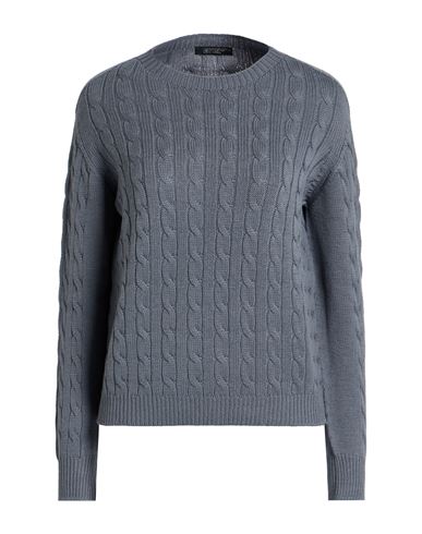 Aragona Woman Sweater Grey Size 8 Merino Wool In Blue