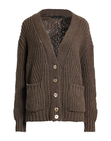 Aragona Woman Cardigan Dark Brown Size 8 Cashmere In Brown