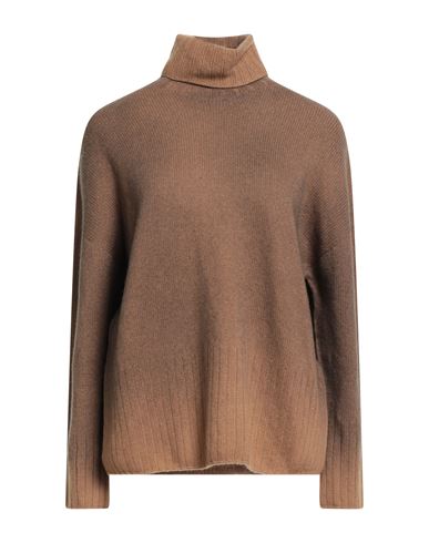 Aragona Woman Turtleneck Brown Size 6 Wool, Cashmere
