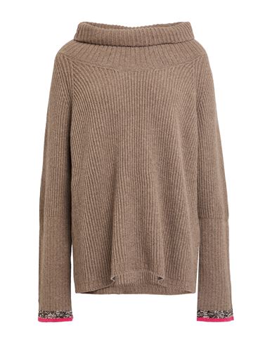 Aragona Woman Turtleneck Khaki Size 8 Cashmere In Multi