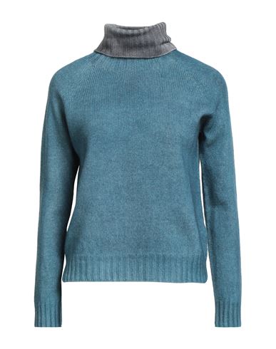 Aragona Woman Turtleneck Deep Teal Size 10 Wool, Cashmere In Blue
