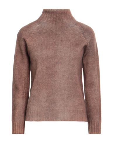 Aragona Woman Turtleneck Brown Size 10 Wool, Cashmere