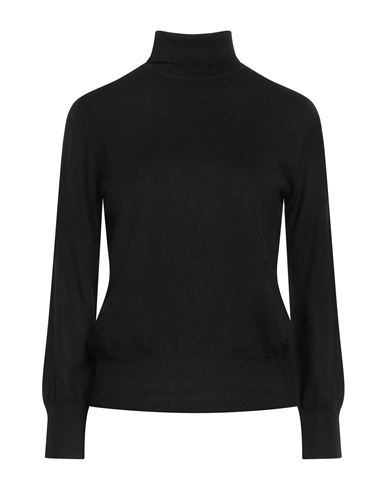 Aragona Woman Turtleneck Black Size 10 Merino Wool In Black