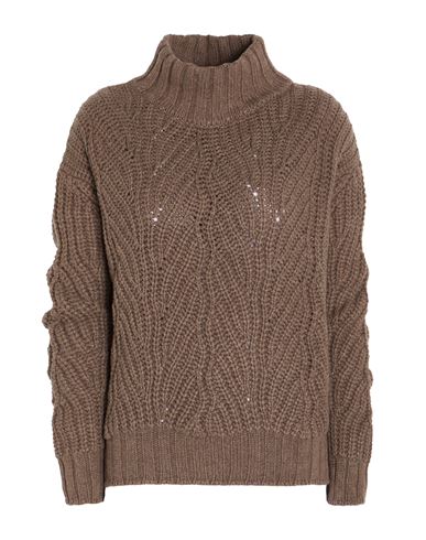 Aragona Woman Turtleneck Light Brown Size 10 Wool, Cashmere In Brown