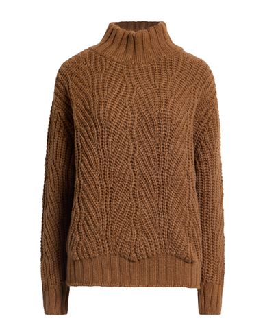 Aragona Woman Turtleneck Camel Size 10 Wool, Cashmere In Brown