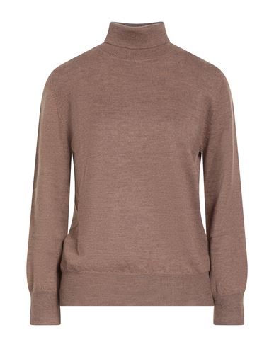 Aragona Woman Turtleneck Light Brown Size 8 Merino Wool In Brown