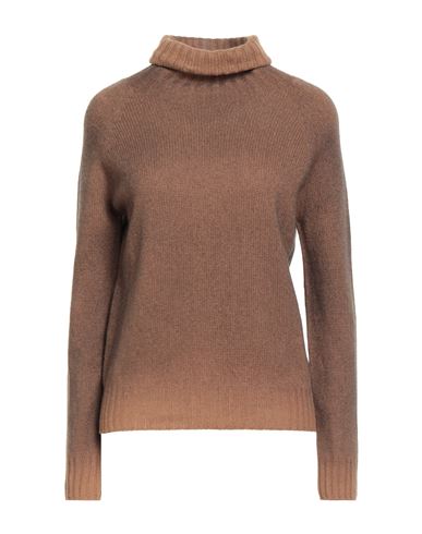 Aragona Woman Turtleneck Brown Size 8 Wool, Cashmere